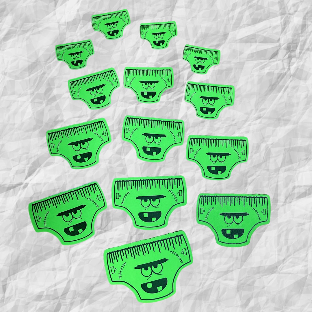 Creepy Underwear Sticker Bundle Neon Green With Creepy Face - Etsy