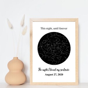 Carte personnalisée des étoiles, imprimable - numérique, carte des étoiles du couple/carte du ciel nocturne de la constellation, cadeau d'anniversaire/Saint-Valentin/fiançailles/mariage