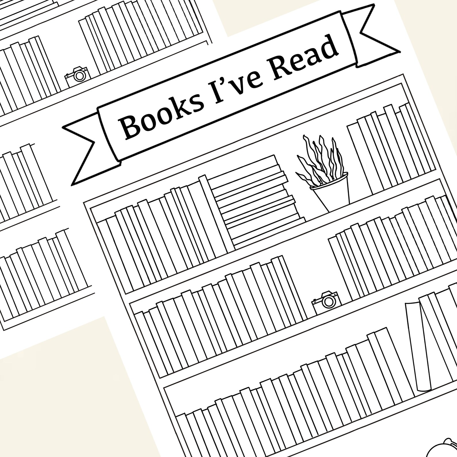 Reading Tracker Reading Log Coloring Bookshelf Book Tracker Printable Digital Planner Book List