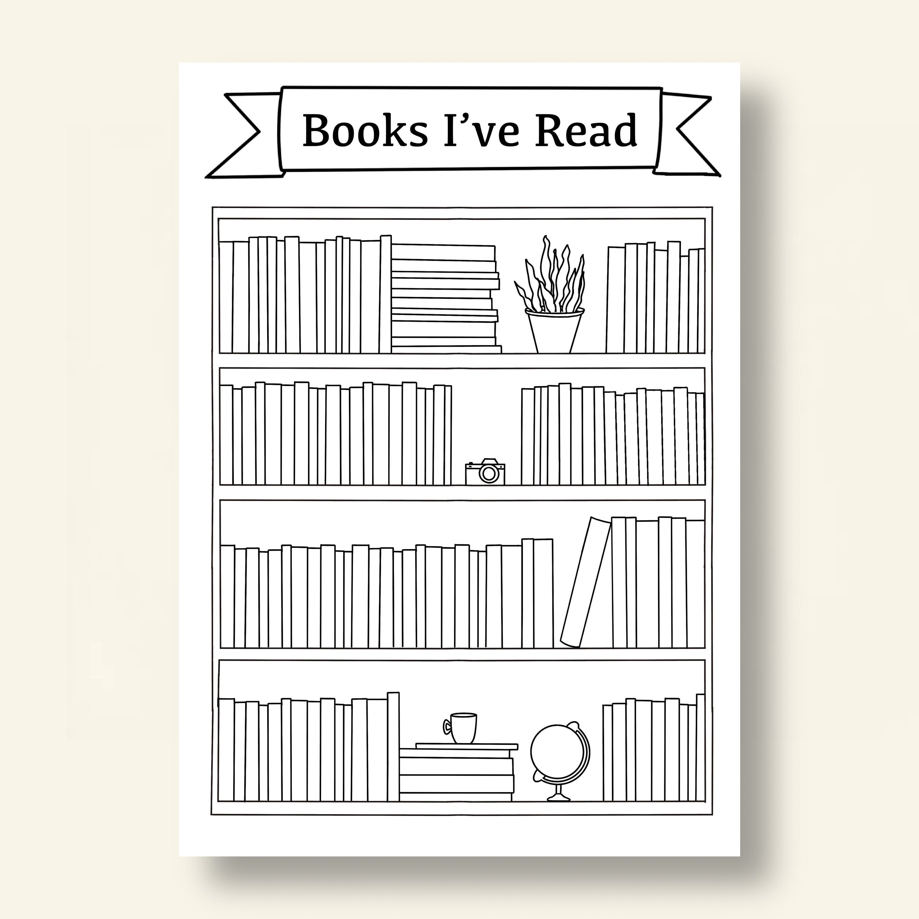 Reading Tracker Reading Log Coloring Bookshelf Book Tracker Printable Digital Planner Book List