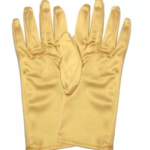 Short gold classic satin gloves