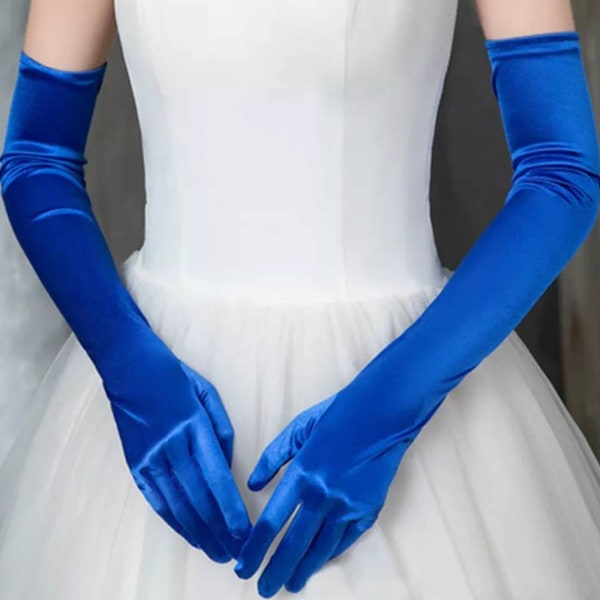 Opera gloves in uk Royal blue opera gloves satin gloves evening formal gloves