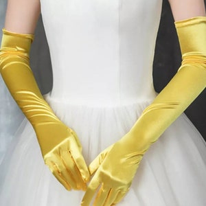 yellow opera gloves opera gloves in the uk wedding gloves prom gloves stretchy satin gloves cosplay fancy dress gloves