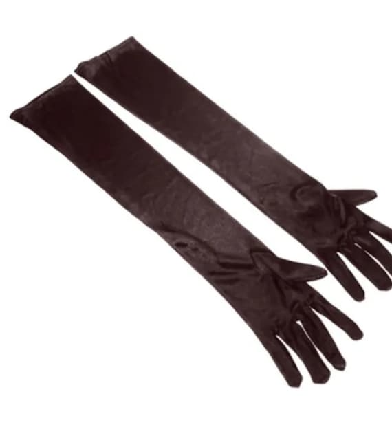 Brown Opera gloves uk womens formal satin black o… - image 1