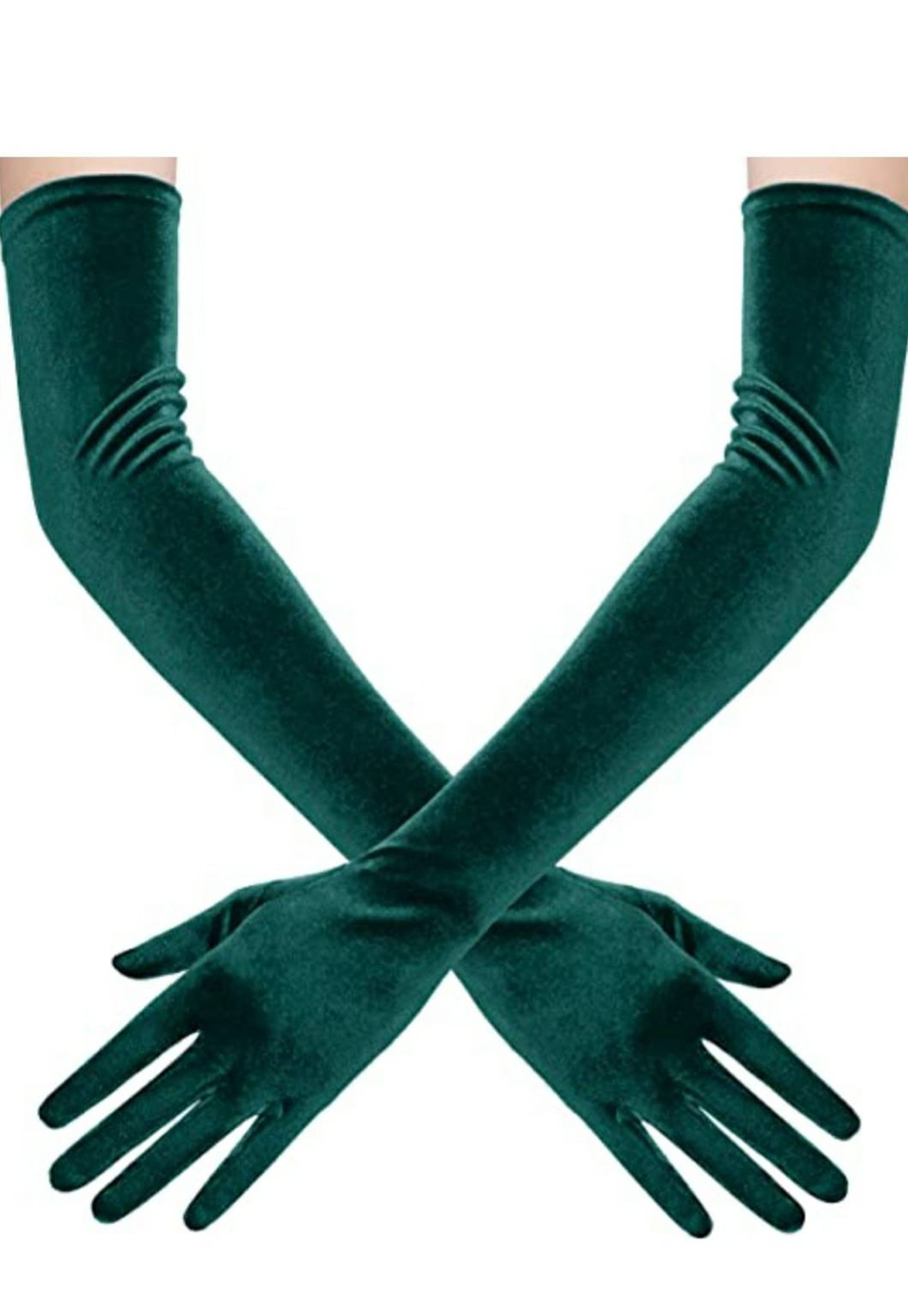 Shocking green velvet evening opera gloves Etsy
