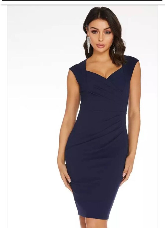Blue sweetheart rouched dress us size 14