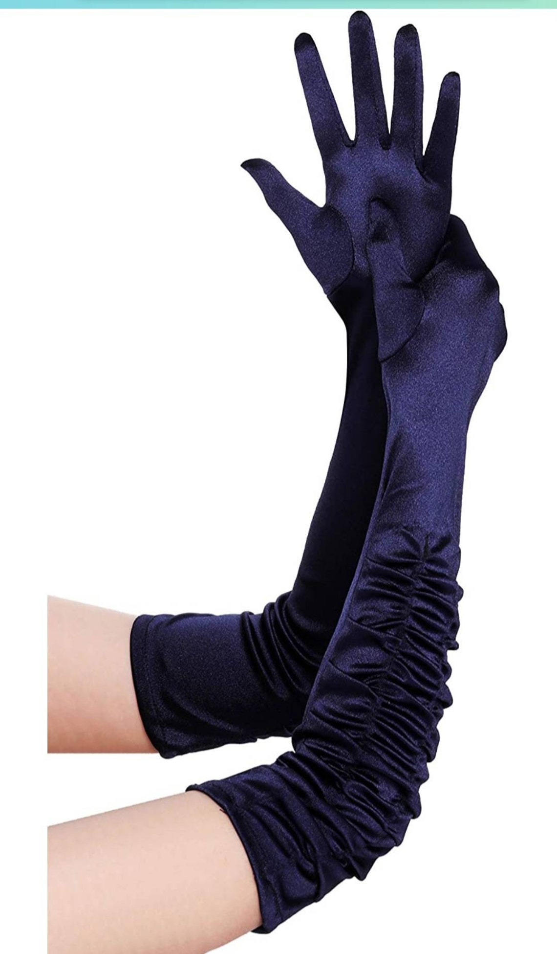 Opera gloves in the uk Rare navy blue pleated opera satin Etsy