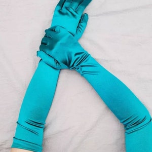 Turquoise opera gloves Turquoise gloves Turquoise evening gloves