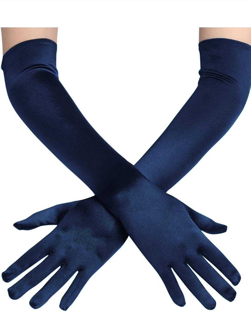 Navy blue satin evening opera formal gloves opera gloves uk Etsy