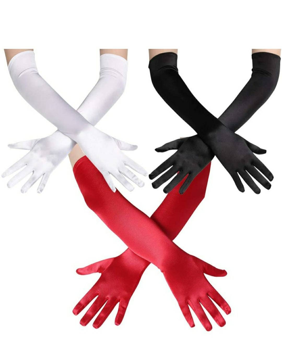 Opera gloves uk 3 pairs of opera gloves red white and black Etsy