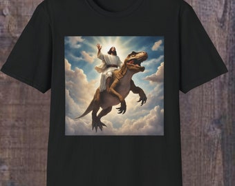 Jesus Riding Dinosaur T Shirt Funny T Shirts Offensive T Shirt Cool Graphic T Shirts Crazy Shirts For Men Women Guys Novelty Tee