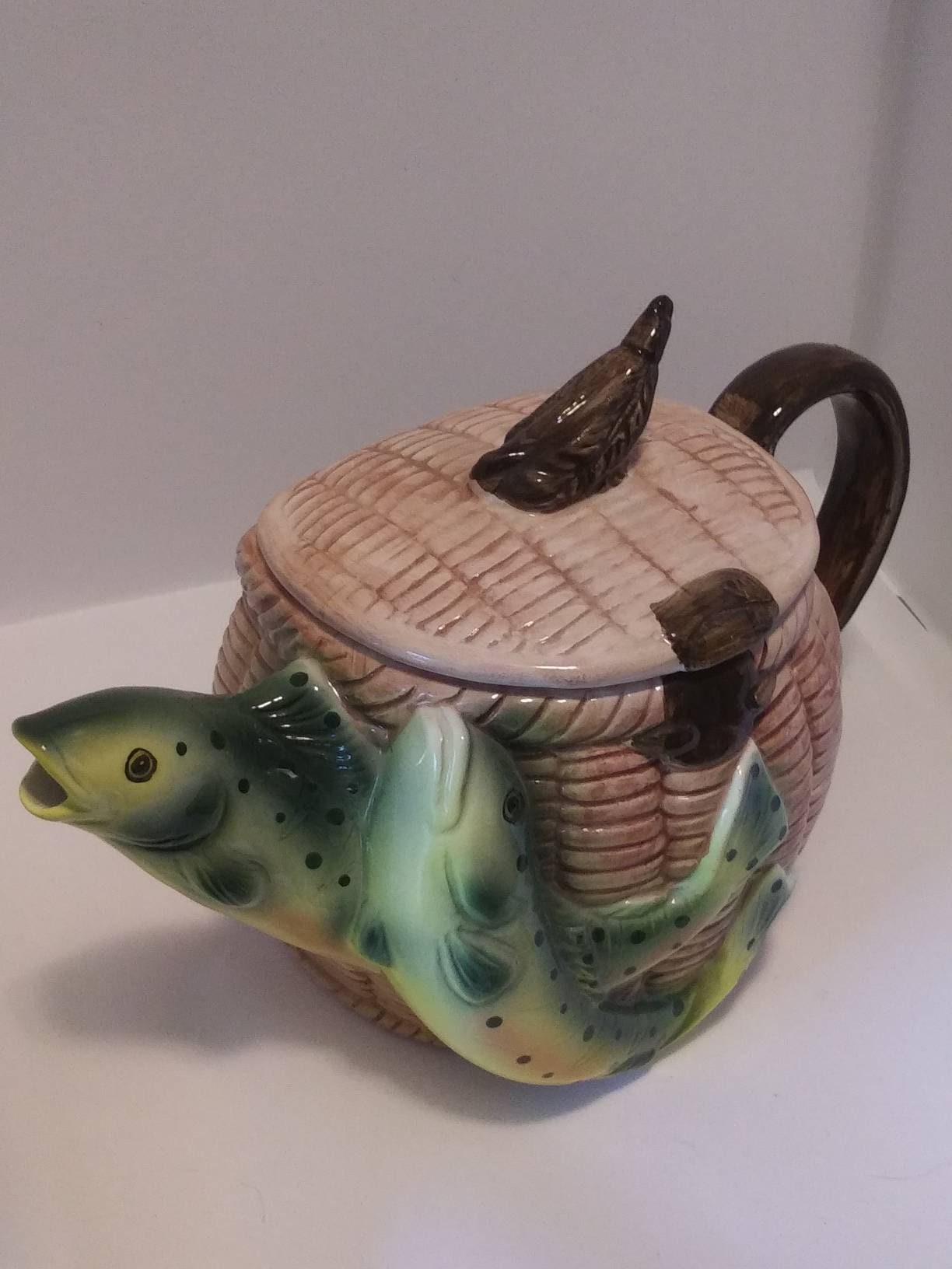 Vintage Collectible Ceramic Rainbow Trout Fishing Basket Etsy