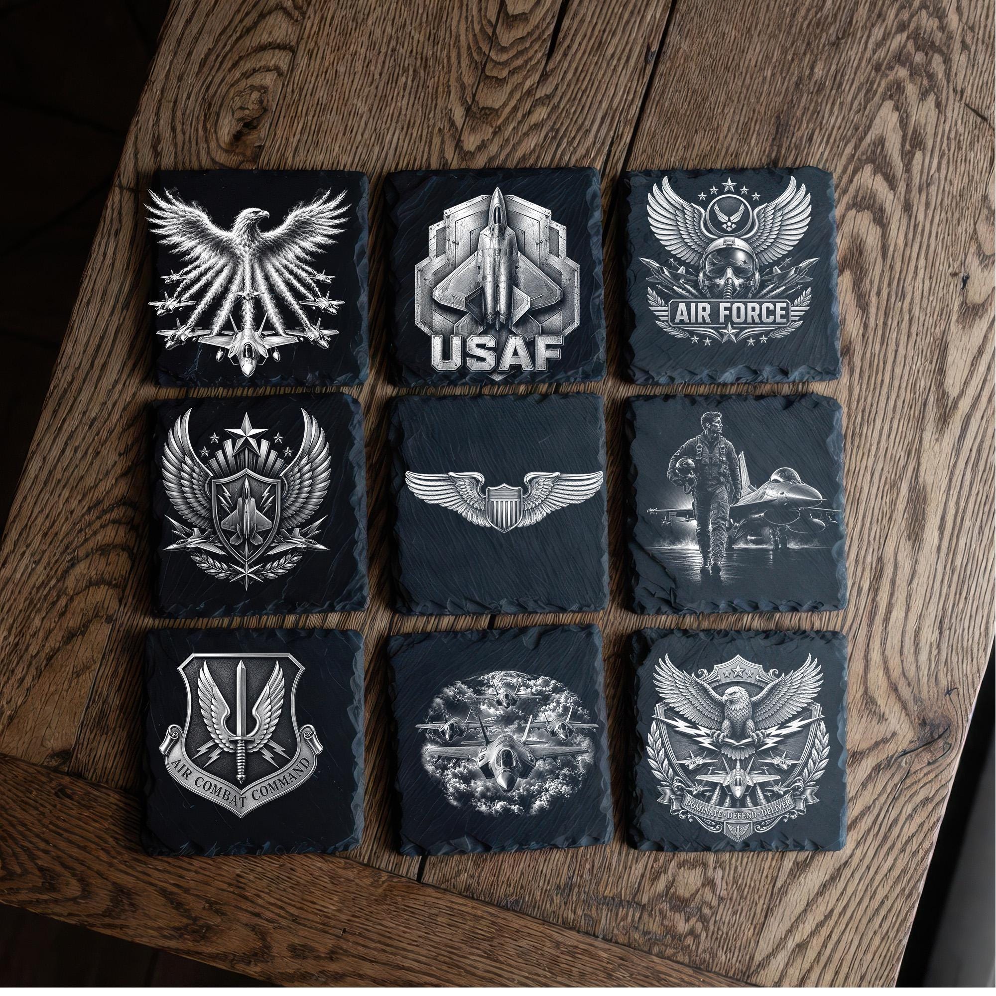 Usaf Coasters 37 US Air Force Coaster PNG Bundle, Military Pilot Laser Engraving ...