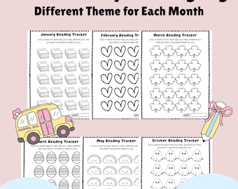 Printable Monthly Reading Tracker Bundle: Kids Homeschool Reading Log (PDF Download)