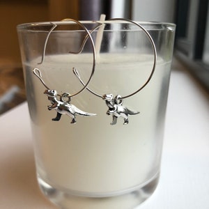 Dinosaur Charm Hoop Earrings  | Silver-plated Hoops  | Affordable | 25mm Hoops | 2.5cm Hoop | Gifts for her | Christmas Present