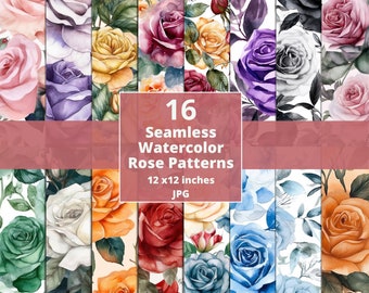 Nahtlose Rosen Muster, Aquarell Blumen Muster, Blumen Digitales Papier, Blumendrucke, Scrapbook, Aquarell Rosen Muster