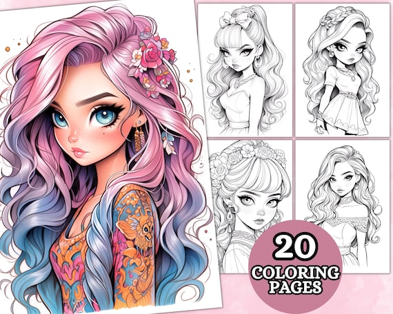 Spring Summer Girl Fashion - Anime Coloring Book For Adults Vol.1:  Glamorous Hairstyle, Makeup & Cute Beauty Faces, With Stunning Portraits Of  Anime Girls & Women in Seasonal Dresses Gift For Stylists