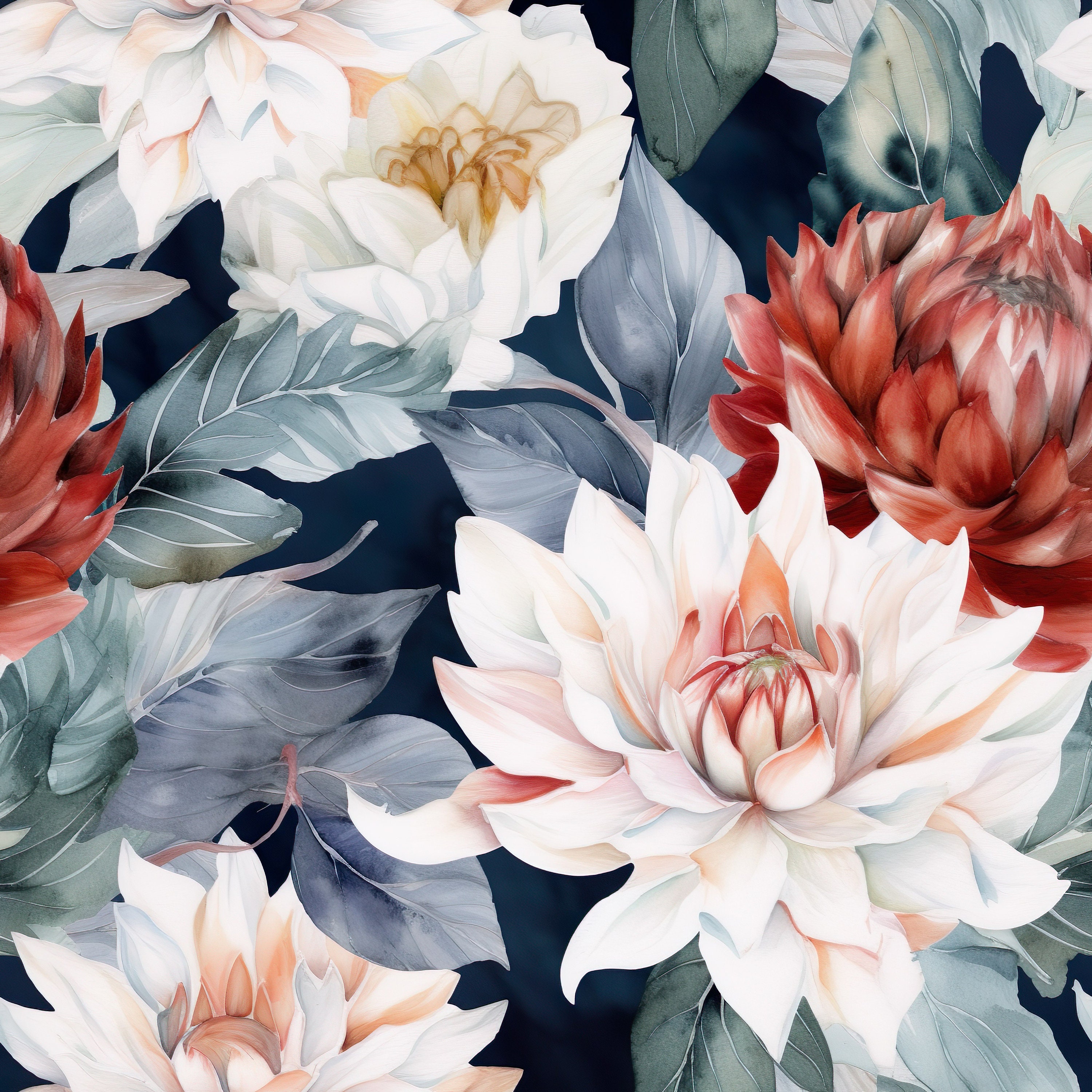 Seamless Floral Pattern, Watercolor Flower Patterns, Flower Digital ...