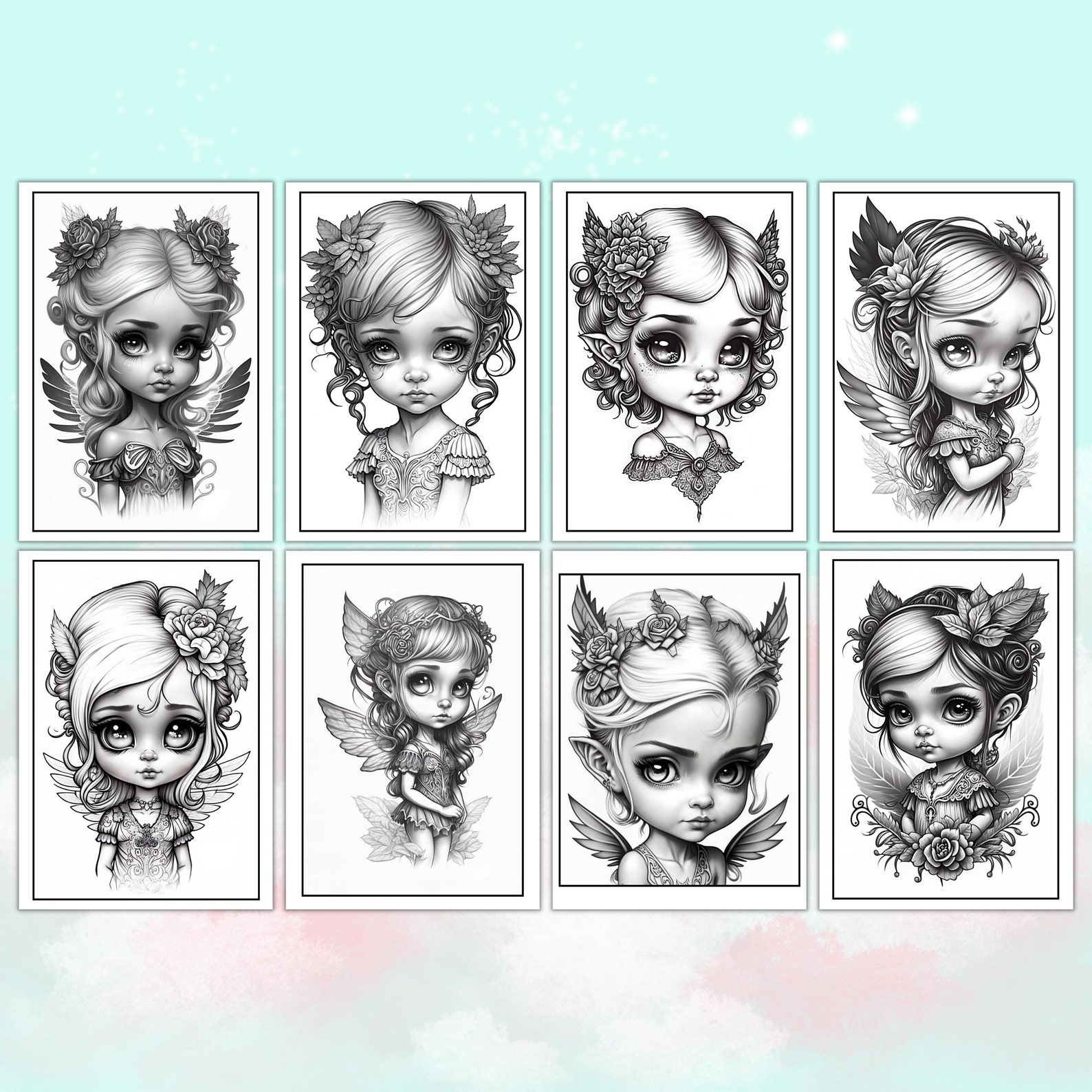 Adorable Fairies Coloring Pages Fantasy Anime Fairy Coloring - Etsy