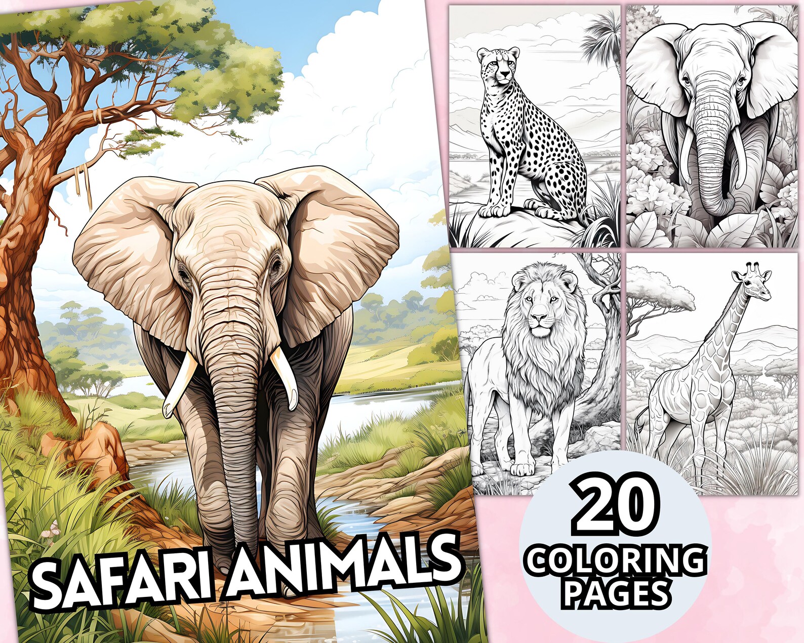 Safari Animals Coloring Pages, Grayscale Coloring Pages, Animals ...