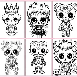 Creepy Kawaii Coloring Pages for Kids and Adults, Halloween Coloring ...