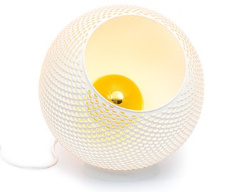 3D Printed Floor Lamp 35 cm – Modern, Eco Friendly, Fibonacci Pattern, White
