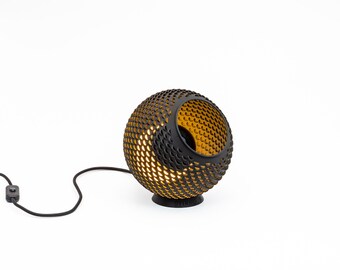 3D Printed Table Lamp – Modern, Eco Friendly, Fibonacci Pattern, Black