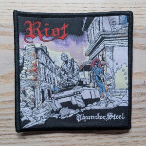 Riot Thunder Steel Woven Sew On Patch 10 x 10cm