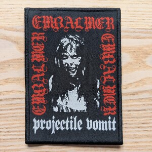 Embalmer Projectile Vomit Woven Sew On Patch 13 x 9cm