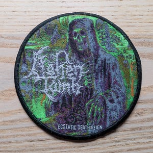 Ashen Tomb Ecstatic Death Reign Woven Sew On Patch 9.5cm Diameter