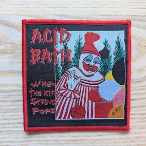 Acid Bath When the Kite String Pops Woven Patch Red Border 10 x 10cm