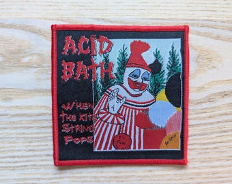 Acid Bath When the Kite String Pops Woven Patch Red Border 10 x 10cm