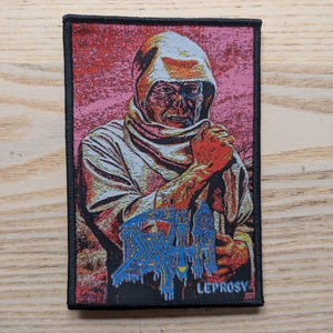 Death Leprosy Colour Woven Sew On Patch 13 x 9cm