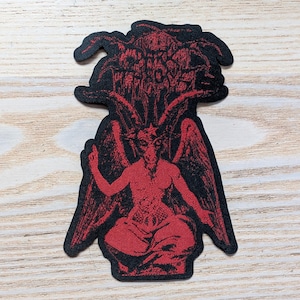 Darkthrone Baphomet Red Iron On Woven Patch 13.5 x 9cm