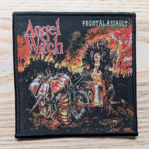 Angel Witch Frontal Assault Woven Sew On Patch 10 x 10cm