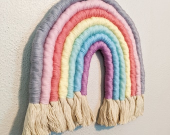 Macrame Rainbow Wall Hanging, Boho Nursery Decor, Gender Neutral
