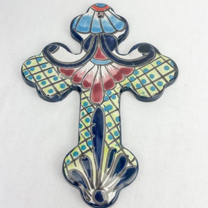 Talavera Cross 11 Inches Talavera Pottery Wall Art Mexican Wall Art Jesus Cross