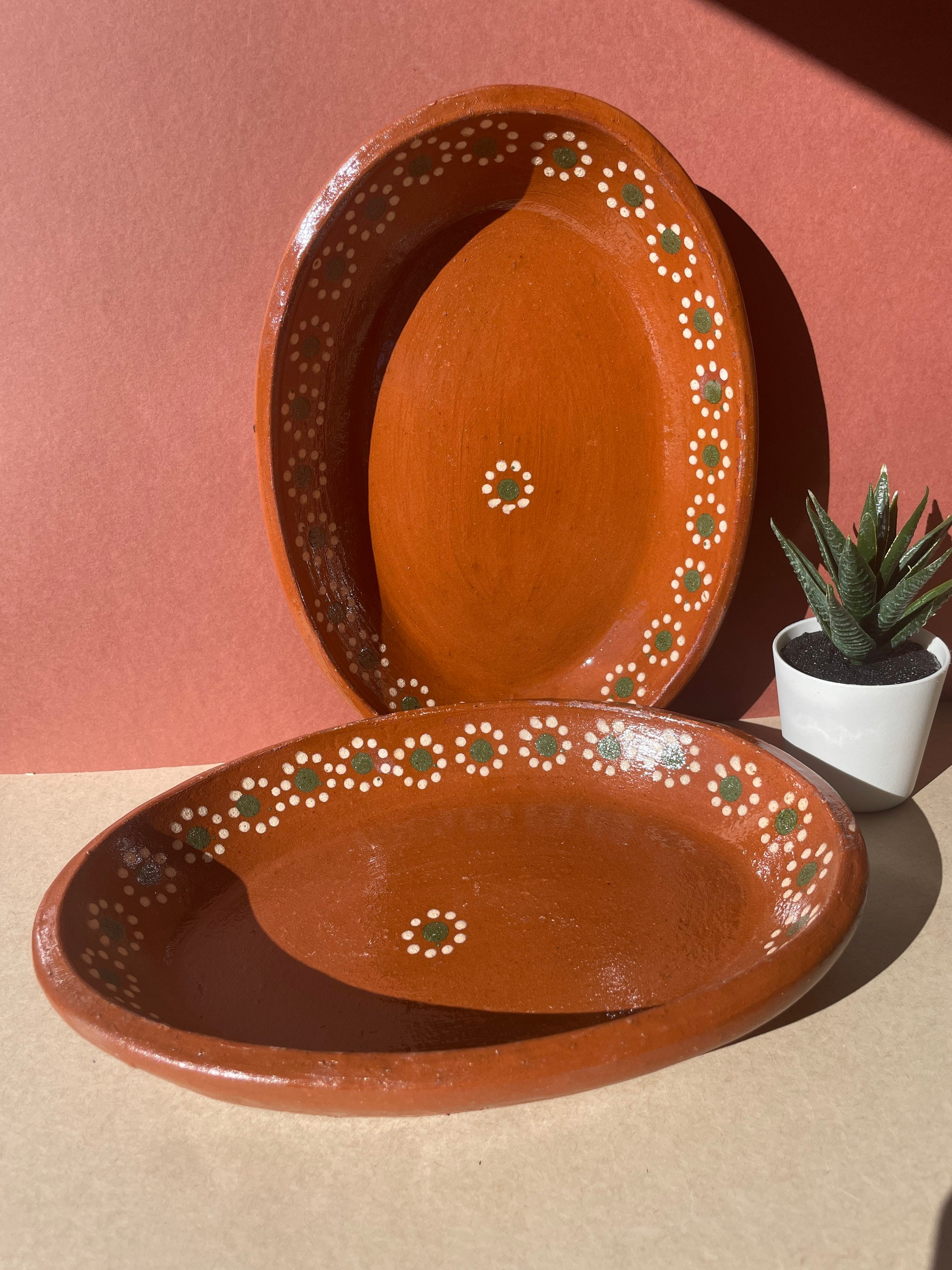 Traditional Mexican Clay Plates Oval Set of 2 10 Inches Platos Barro Ovalado Etsy