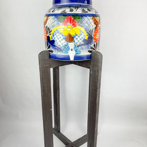 Talavera Water Dispenser With Wooden Stand Water Crock Mexican Water Dispenser