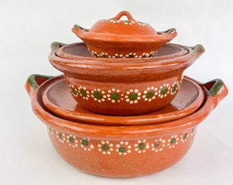 Mexican Clay Pot Mexican Cazuela Dish With Lid Lead Free Casuela Mexicana de Barro  Sarten de Barro