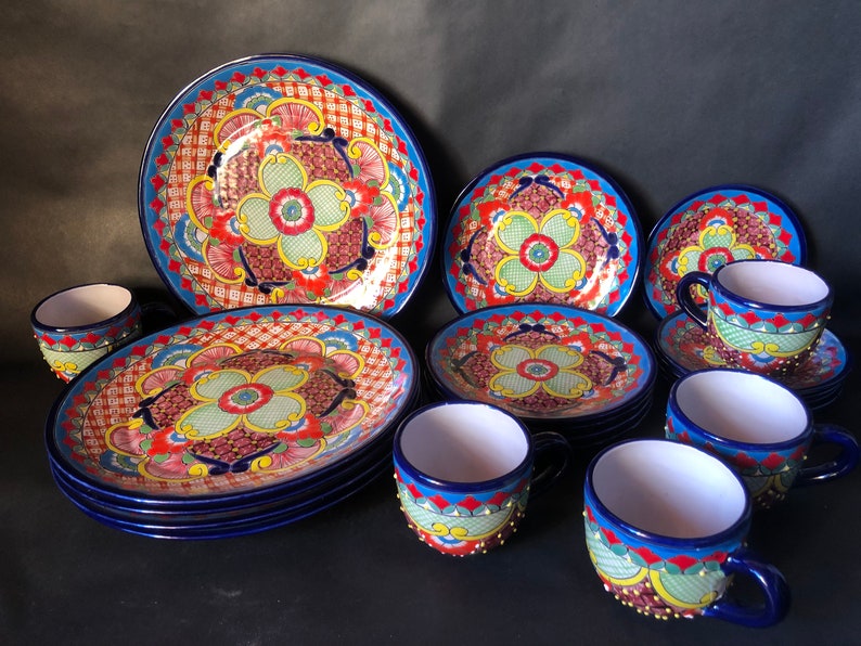 Talavera Dinnerware LEAD FREE Food Safe Mexican 4 Person Set Etsy