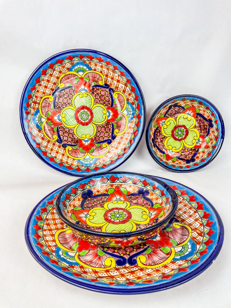Talavera Dinnerware LEAD FREE Food Safe Mexican 4 Person Set Etsy