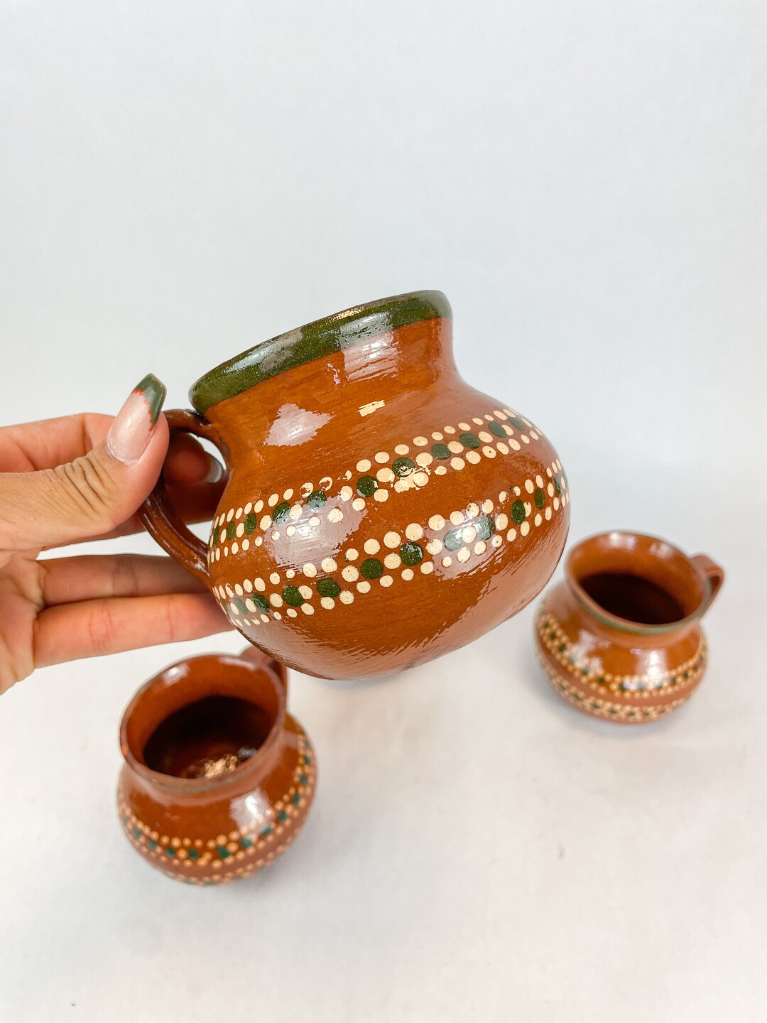 Traditional Mexican Clay Mugs 4pc Set Coffee Cups Tazas De Etsy