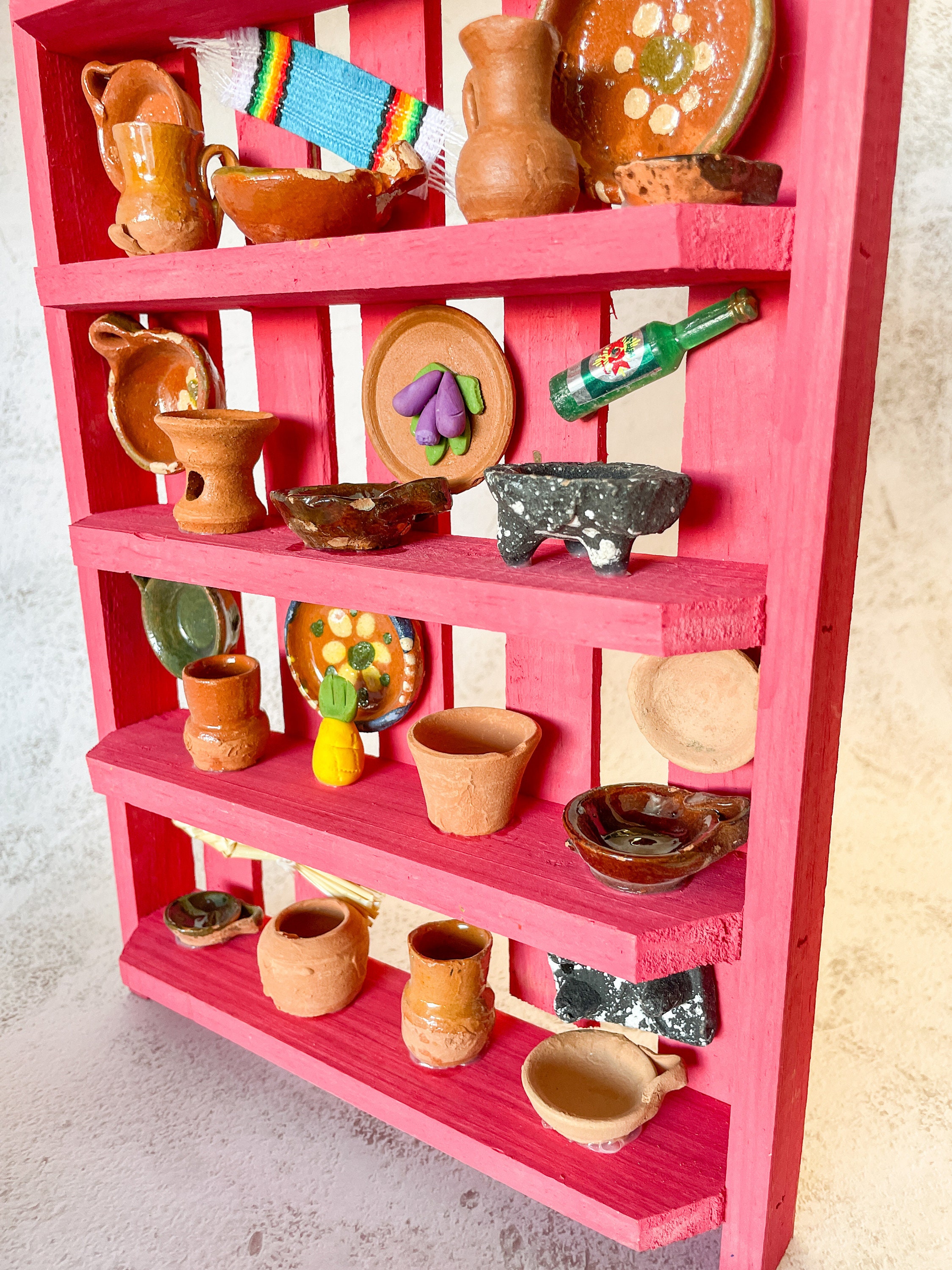 Handmade Miniature Mexican Kitchen trasterito De Madera Mini Kitchen  Pottery and Accessories 