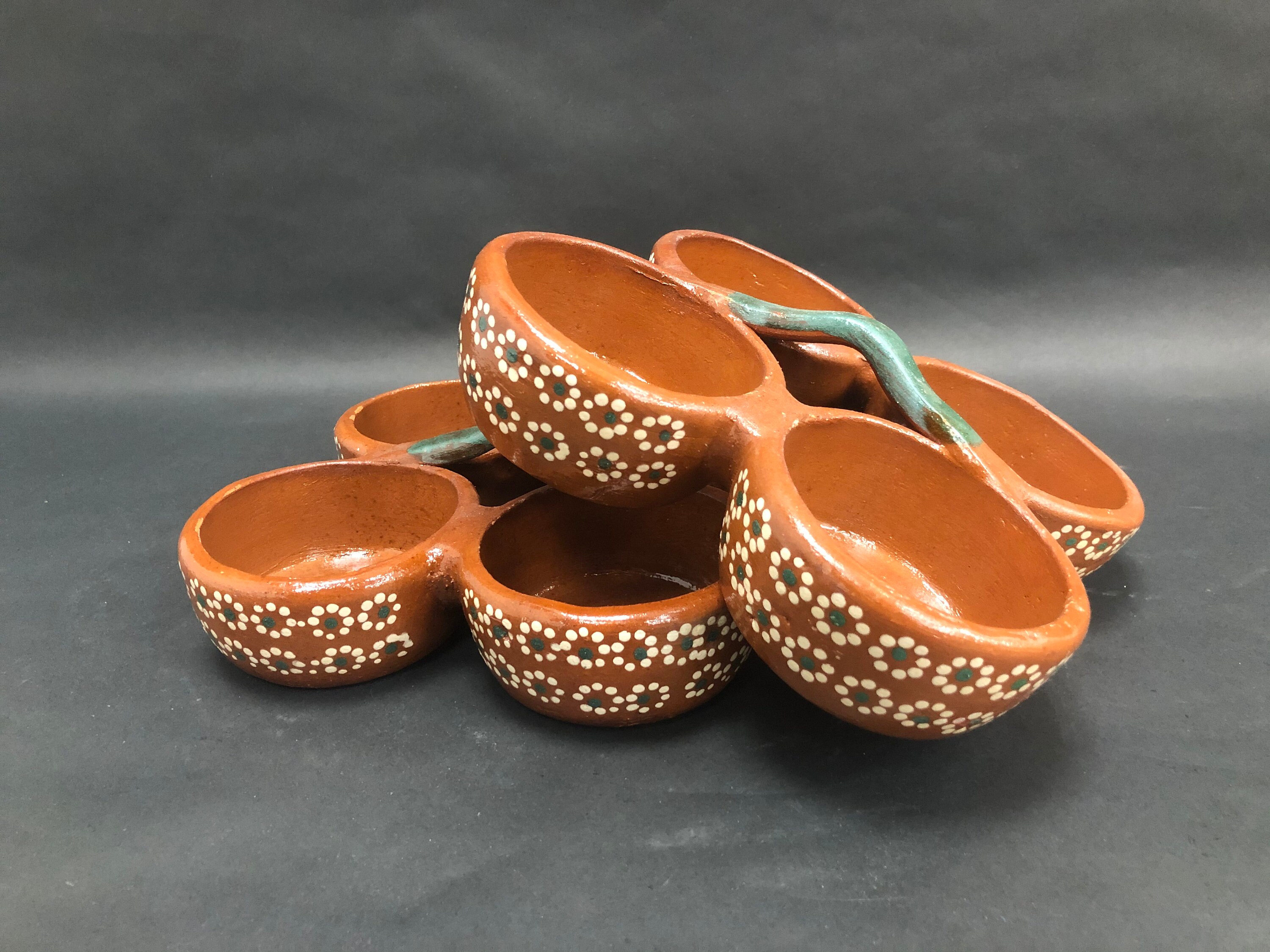 Mexican Clay 4 in 1 Salsa Bowl Dip Dish Terracota Hand Made | Etsy