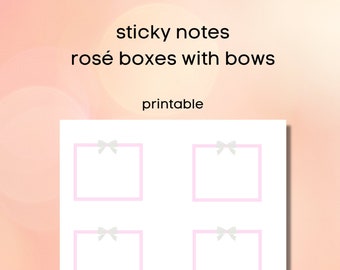 Peut inclure: Feuille imprimable de six boîtes d'autocollants roses avec des nœuds blancs. Chaque boîte a un espace vide pour écrire.