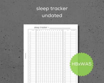 sleep tracker - HBxWA5 - undated - printable planner inserts