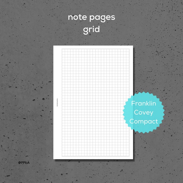 grid note pages - Franklin Covey Compact - various grid sizes - 3.8/4/4.5/5 mm - printable planner pages