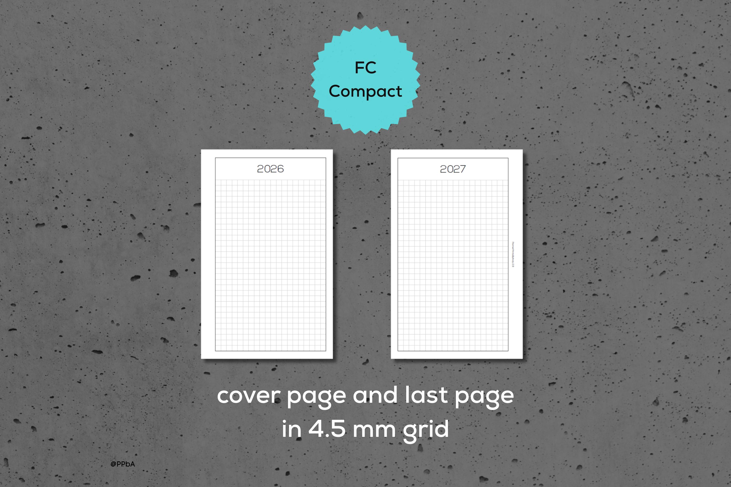 Monthly Pages 2026- Box Style - FC Compact - Printable Planner Inserts ...