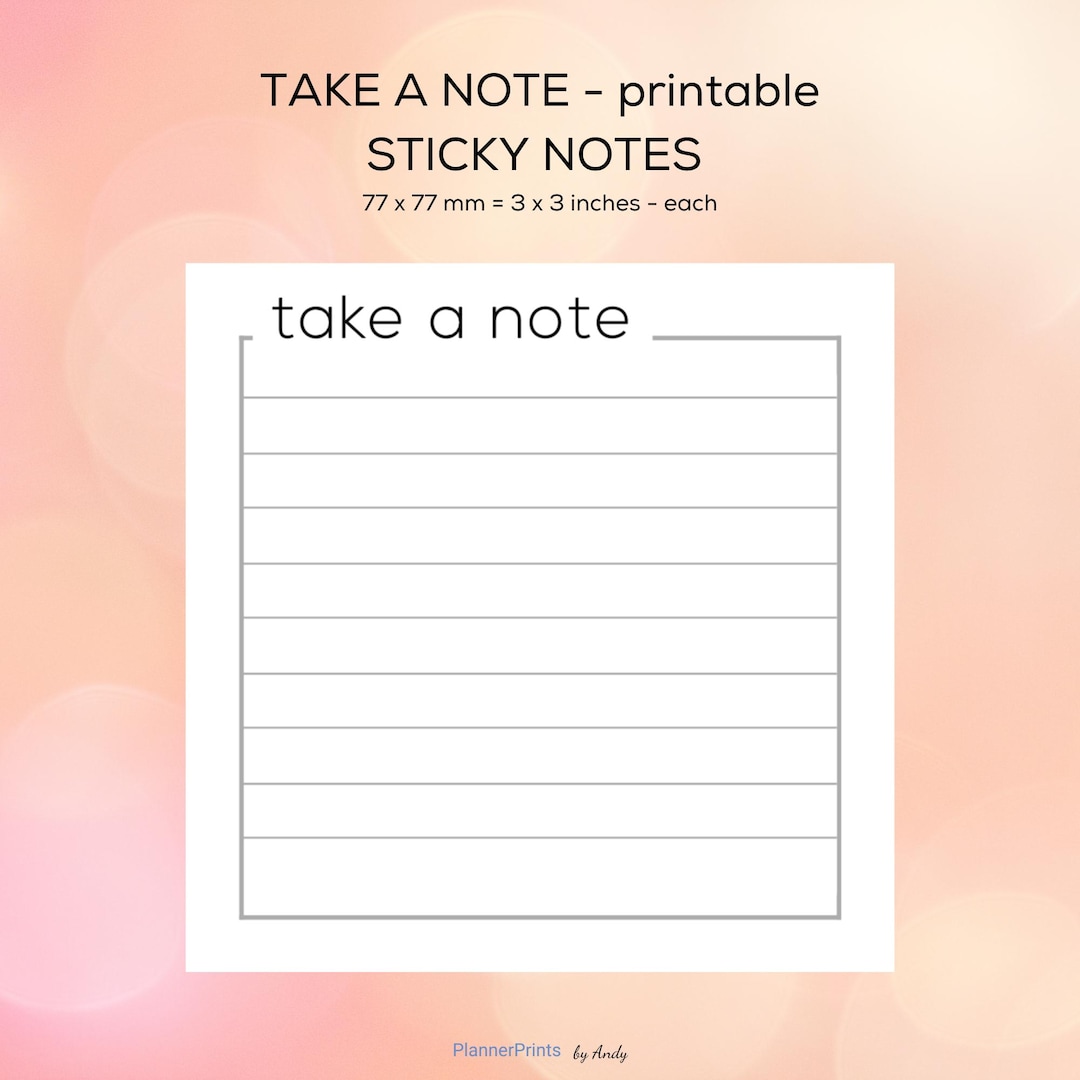 Sticky Note Memo Sample Sticky Notes - Memo Notes - Printable - Take a Note - Etsy